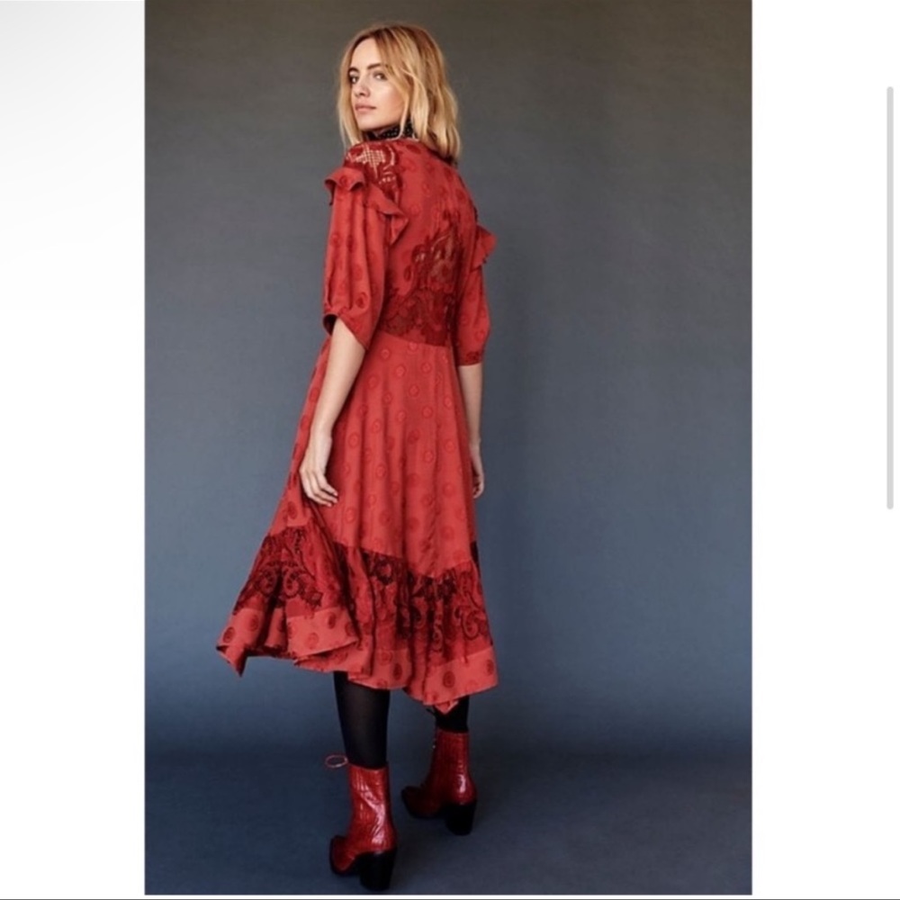 Free People Stevie Bobo Burnt Orange Red Midi Dress - Picture 3 of 14